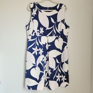 Taylor Dresses Size XL Blue Tropical Sleeveless Above Knee Dress Has Pockets